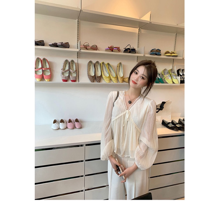 Áo Nữ Tay Dài Cổ Chữ V Thời Trang Hàn Quốc