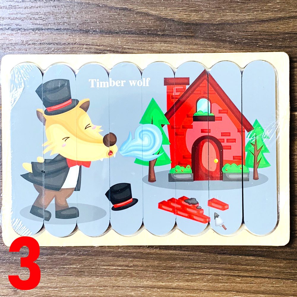 Đồ Chơi Giáo Dục Montessori, Bộ 4 Tranh Ghép Bằng Gỗ Domino 2 Mặt Thương Hiệu Benrikids