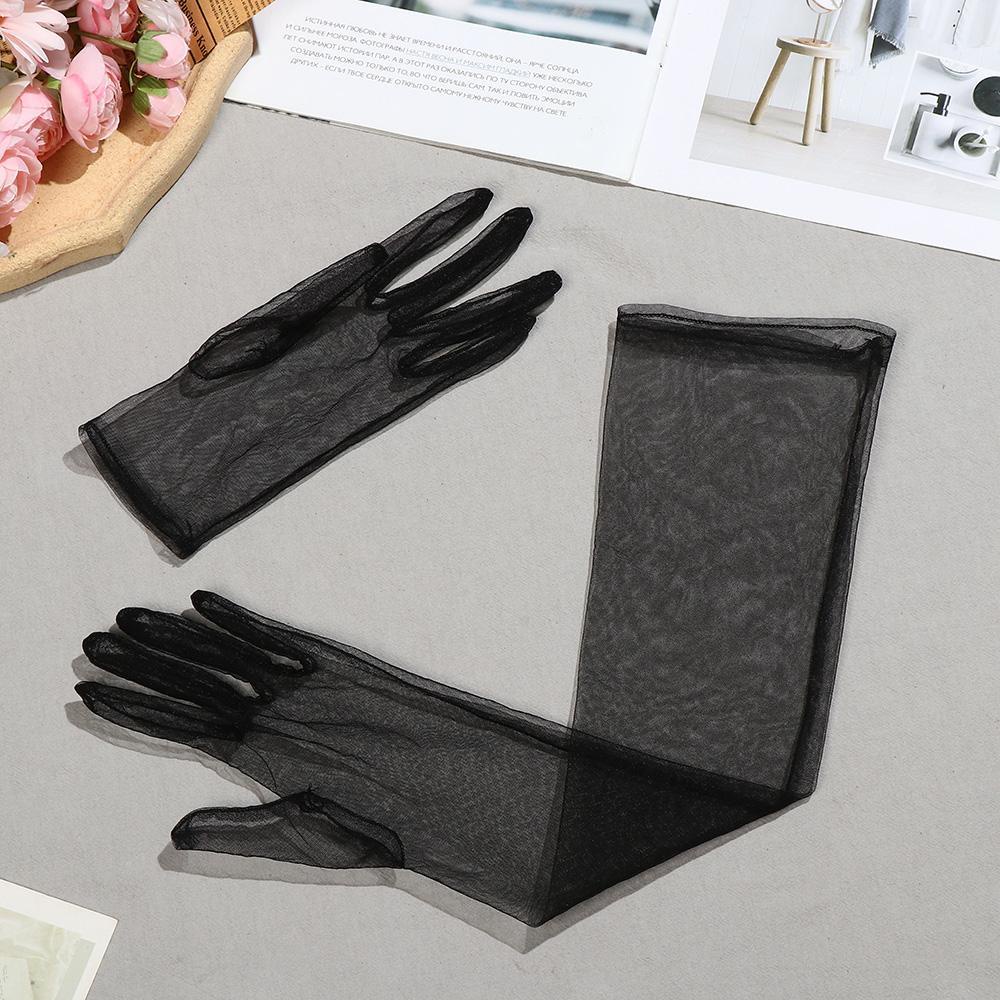 LUOL 1 Pair Tulle Gloves Long Finger Clothing Accessories Ultra Thin Bridal Gown Mittens
