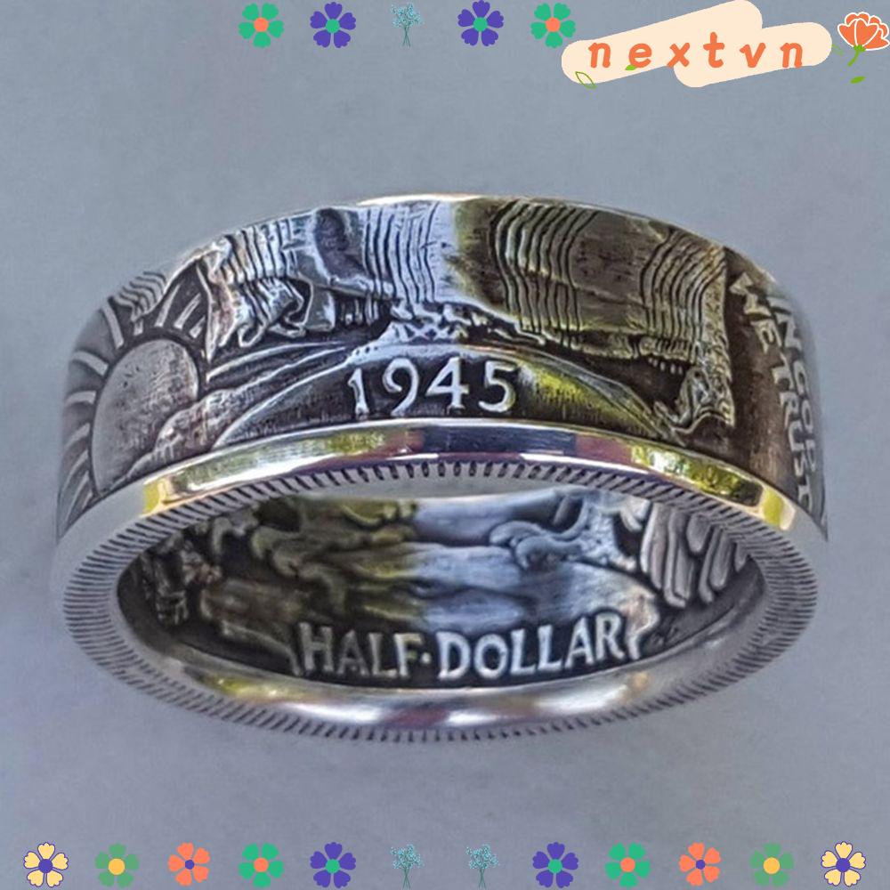 Alloy Vintage Rings Jewelry Party Rings Half Dollar 1945 Handmade Collecting Jewelry
