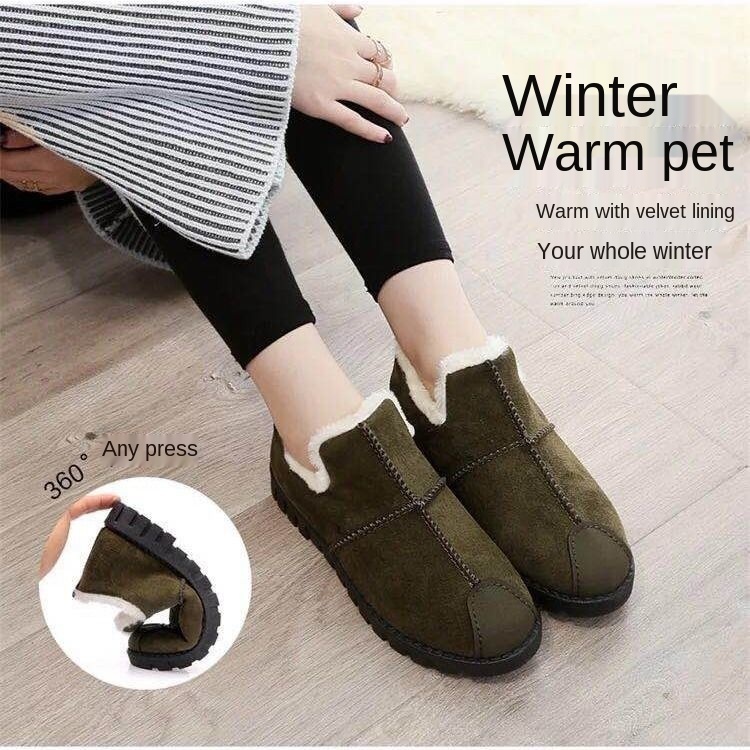 Giày cotton nhung ấm áp phong cách Hàn Quốc thời trang mùa thu đông cho nữ