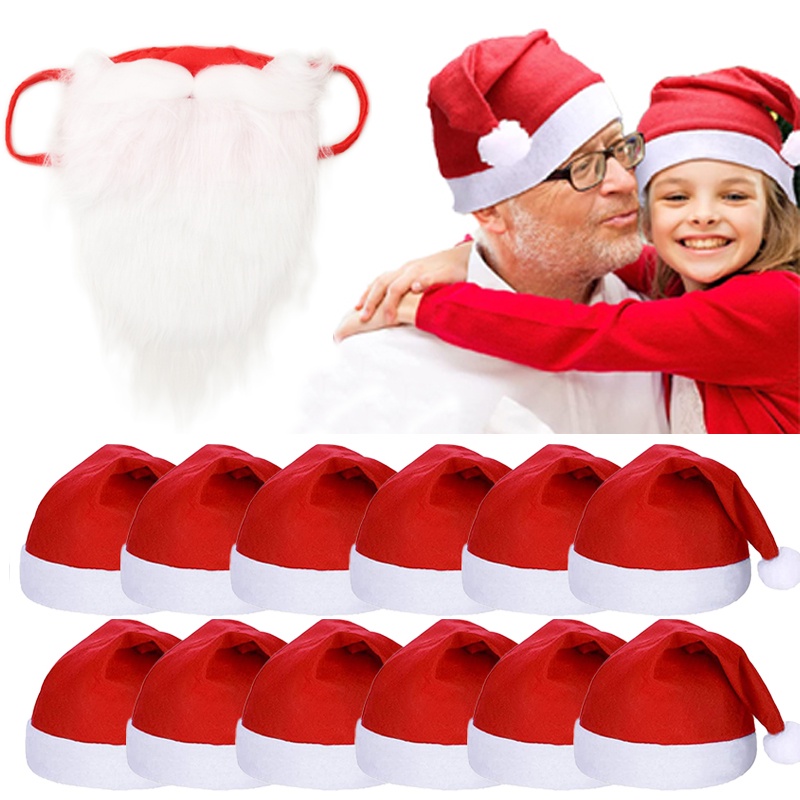 Mũ Ông Già Noel 3D + Tấm Che Mặt + Râu Bằng Lông Nhung Dày Ấm Áp Dành Cho Trẻ Em / Người