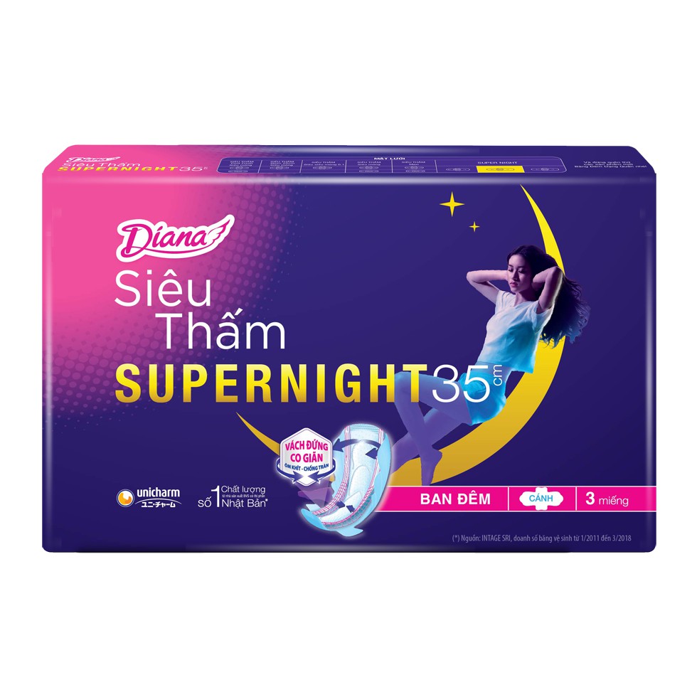 Băng vệ sinh Diana Siêu thấm SupperNight 35cm (Đêm)
