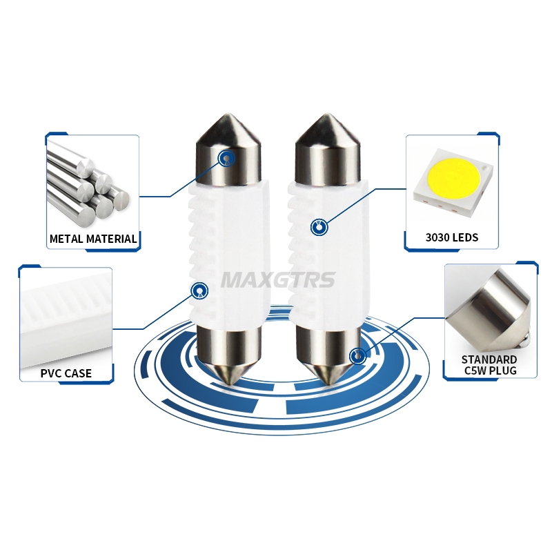 Bộ 2 bóng đèn LED MAXGTRS 31 36 39 41mm C5W 3030 chuyên dụng cho xe hơi