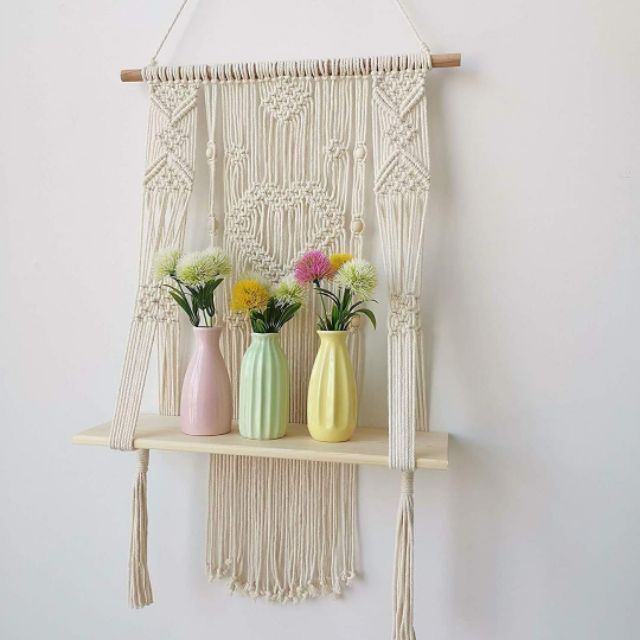 Kệ treo tường Macrame nghệ thuật