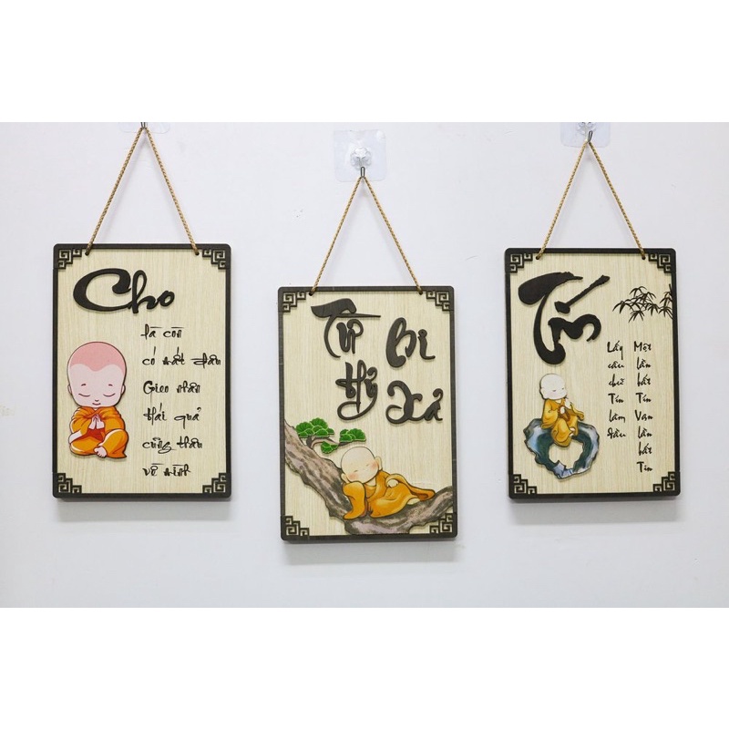 Bảng Gỗ Trang Trí Chữ Thư Pháp và Phật Pháp