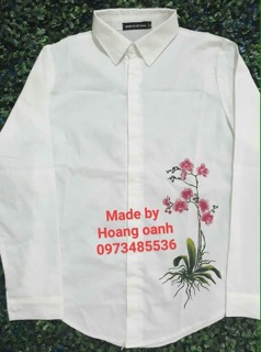 Áo sơ mi vẽ tay hoa lan