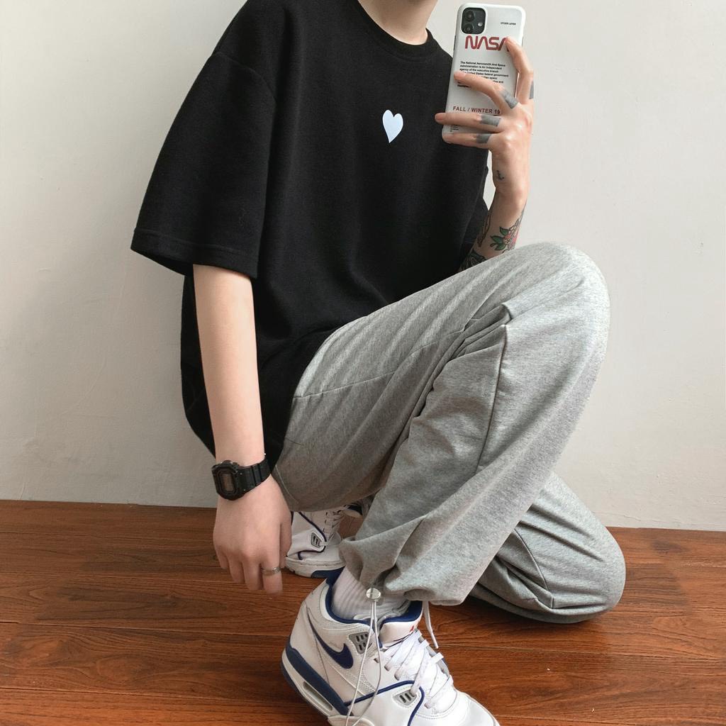 Áo Thun Tay Lỡ Nam Unisex Trái Tim Nhỏ Đơn Giản