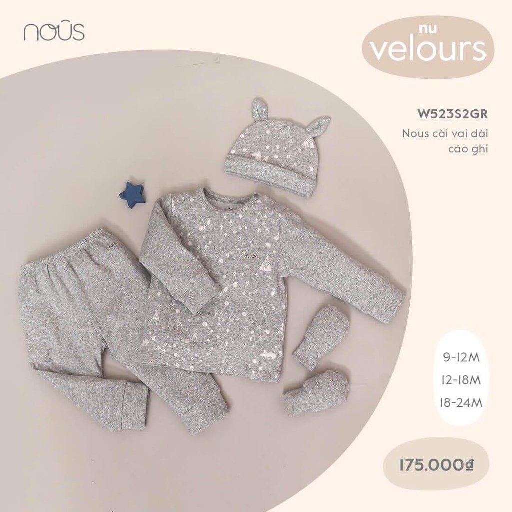 Bộ Dài Tay Nỉ Mỏng Nous Velours Cài Vai N8 Cài Giữa N22 • 0-3M 3-6M 6-9M 9-12M • Choding Home