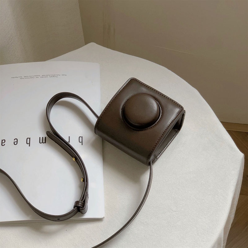 Túi đeo chéo IELGY màu trơn phong cách retro thời trang cho nữ