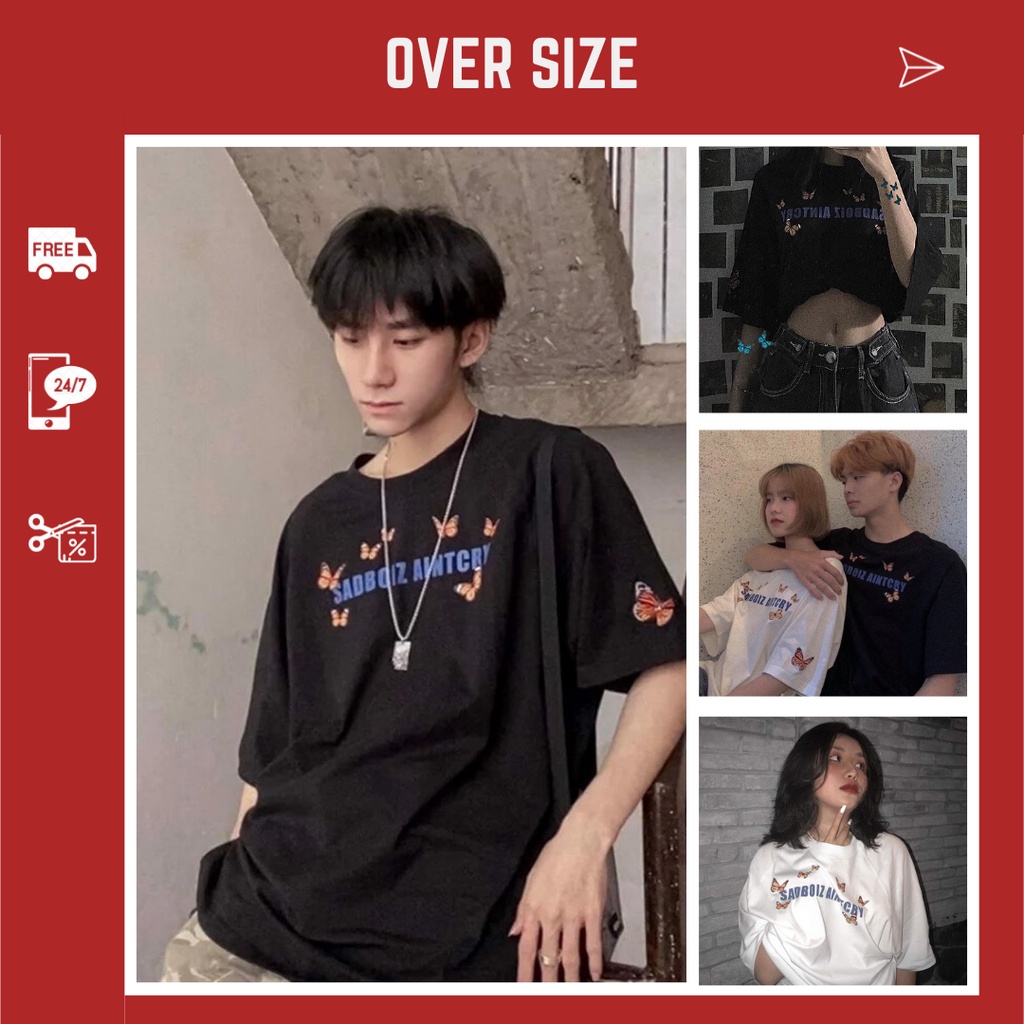 Áo thun Sadboiz Bướm tay lỡ, áo Sadboiz BUTTERFLY Unisex from rộng - OVERSIZE