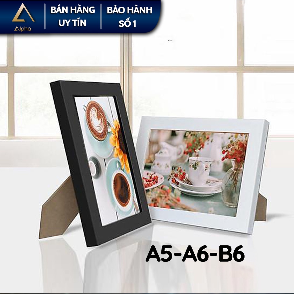 Khung ảnh để bàn A5 A6 B6 Alpha, khung tranh mặt kính có đế các cỡ 10x15, 13x18, 15x21