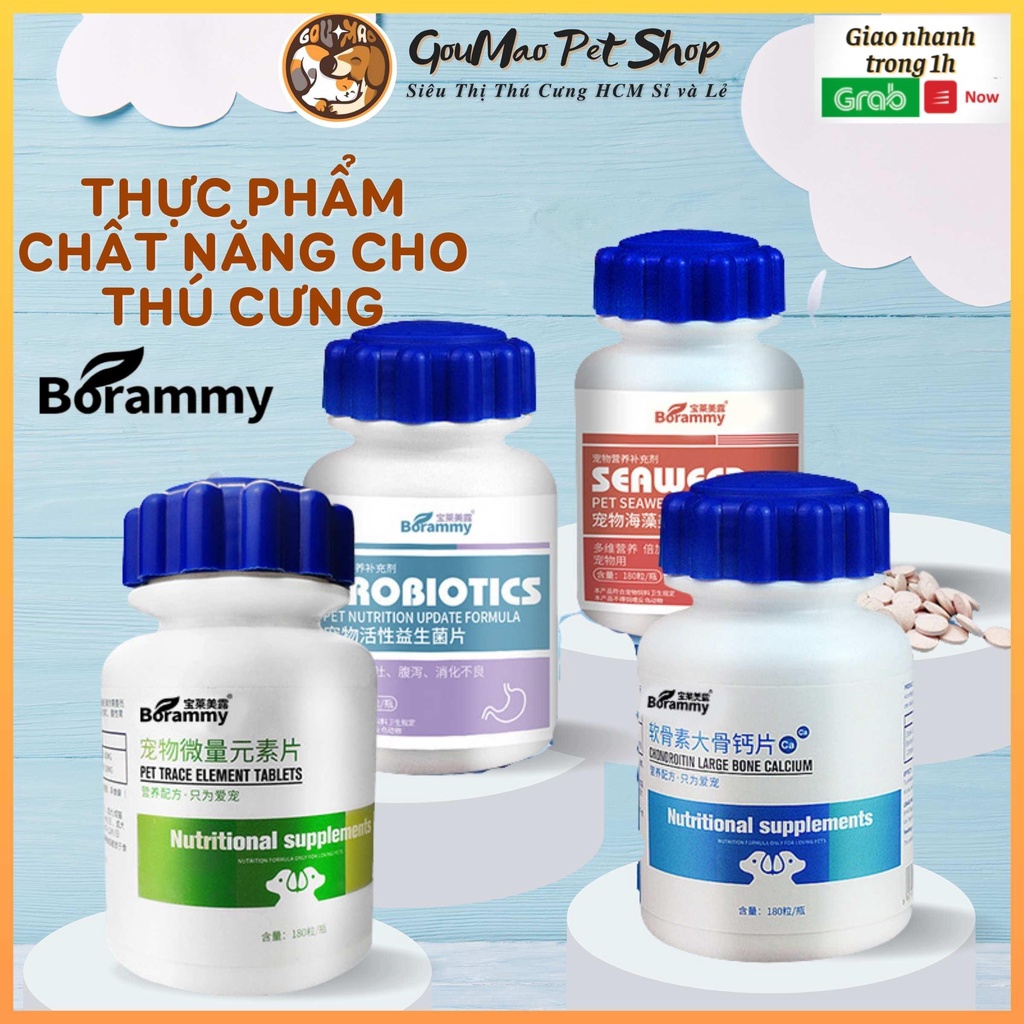 ( BÁN LẺ 1 VIÊN ) VIÊN BORAMMY BỔ TRỢ GAN, BỔ MÁU, TIÊU HÓA, LÔNG, CANXI - GOUMAO PET