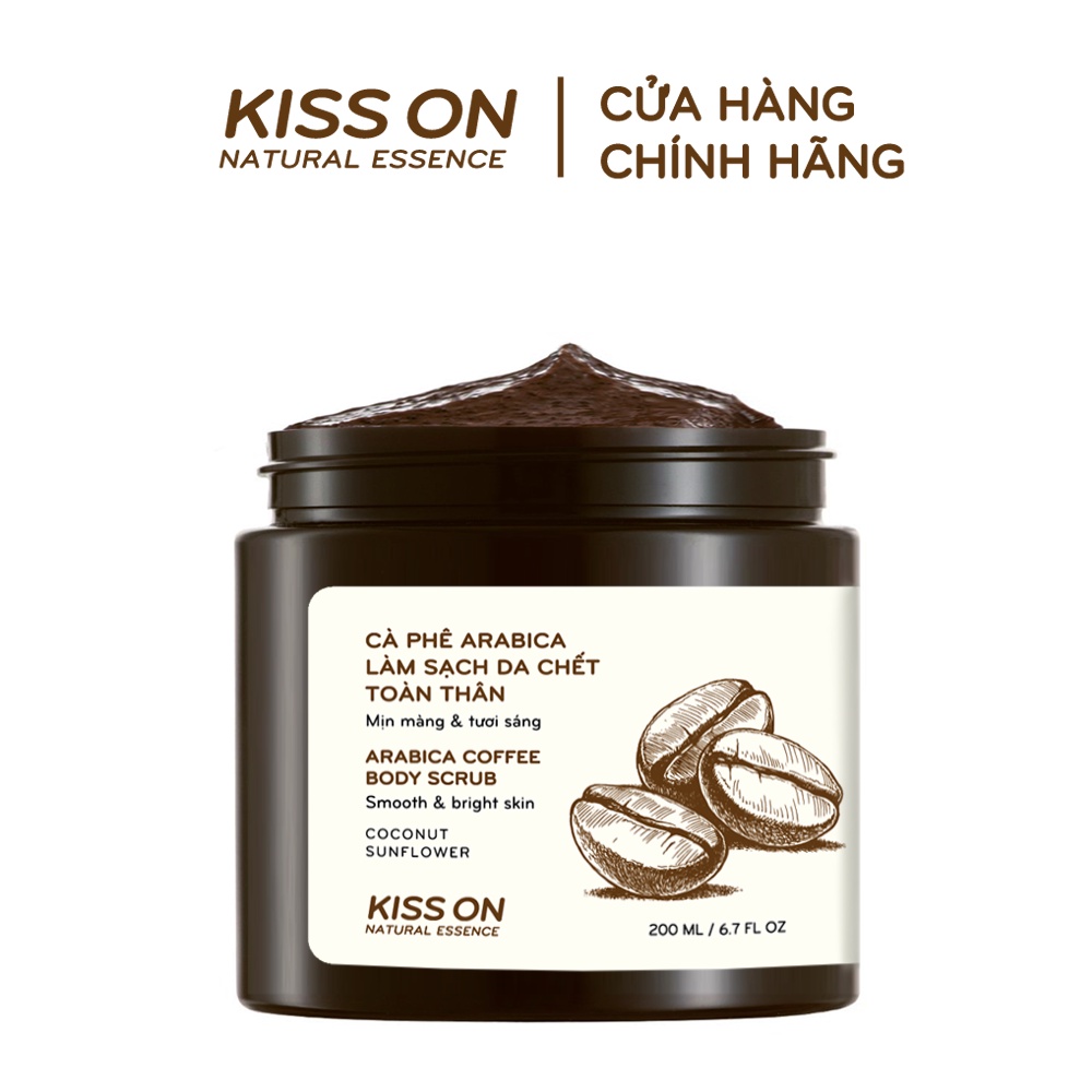 Tẩy tế bào chết cà phê cho body KISS On 200ml - Giúp da sáng mịn màng, mờ các vết thâm mụn và giảm thiểu viêm nang lông | WebRaoVat - webraovat.net.vn