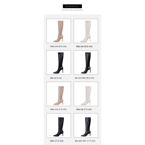 Đôi bốt cao gót mũi nhọn 2 màu thời trang đông mới cho nữ 2021