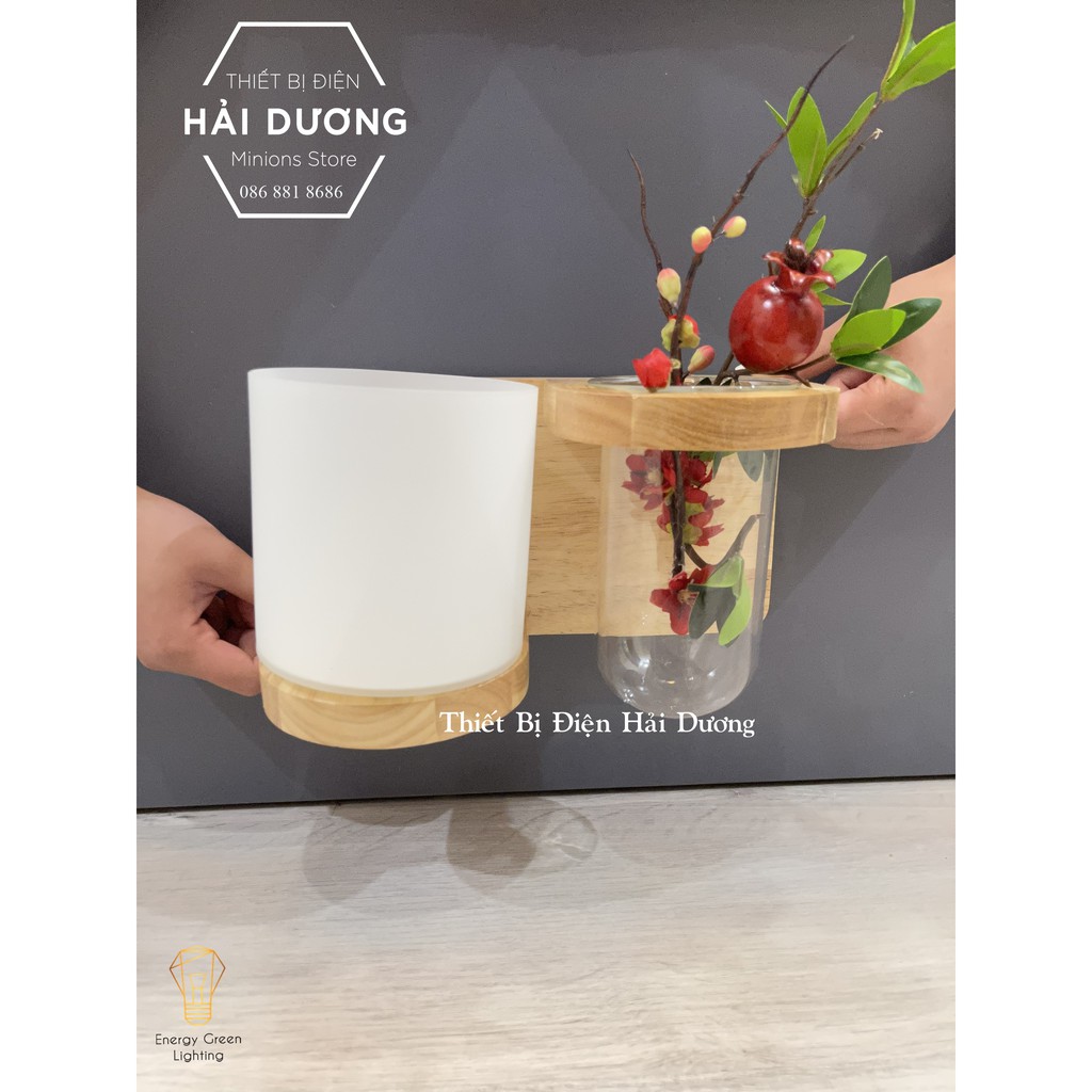 Đèn Tường Kệ Gỗ Chao Thủy Tinh Hiện Đại DT-2614 - Trang Trí Căn Phòng - Energy Green Lighting - Đã Bao Gồm Bóng LED 3W