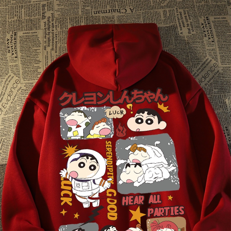 Áo Hoodie Tay Dài In Hình Cậu Bé Bút Chì Shin Hoạt Hình Dành Cho Cặp Đôi