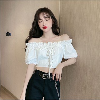 [Mã Fashion10 Giảm 10K đơn 50K] Áo Cro-top nữ đan dây cá tính