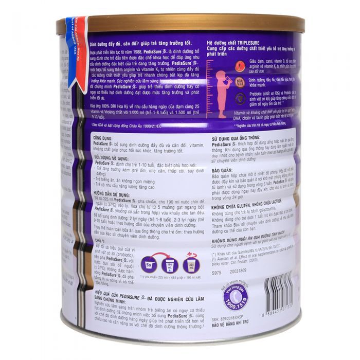 Sữa Pediasure BA 1.6kg ( 1_10 tuổi ) Date 2023