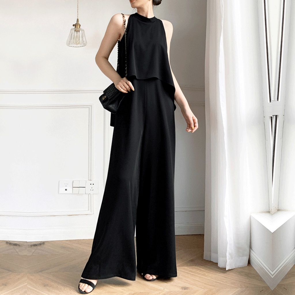 B43 Set Bộ Áo Yếm Kèm Quần Ống Suông Culottes Sang Trọng