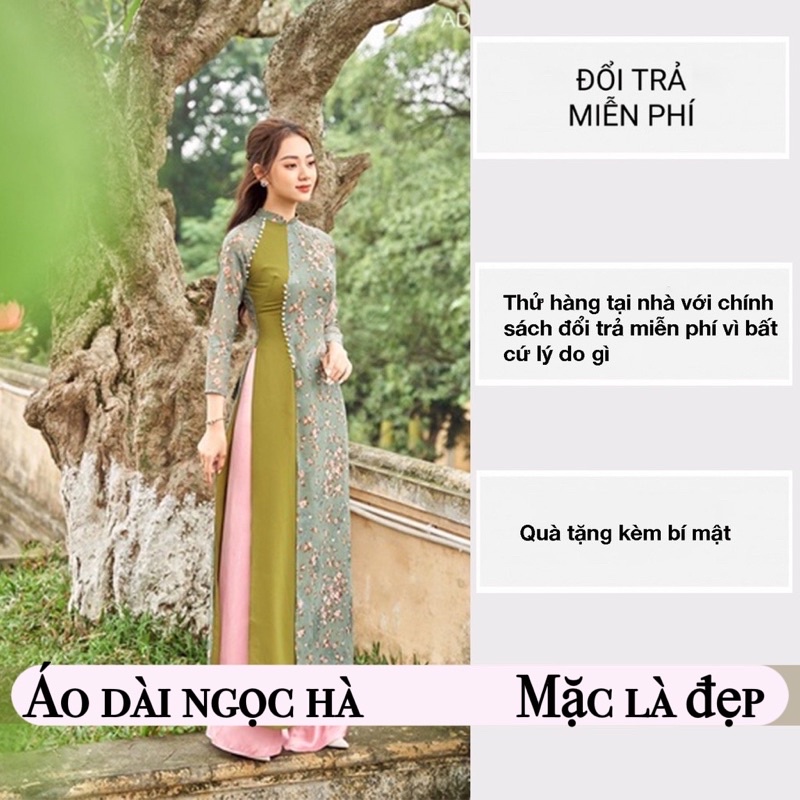 Áo Dài Truyền Thống 4 Tà Hoa Nhí
