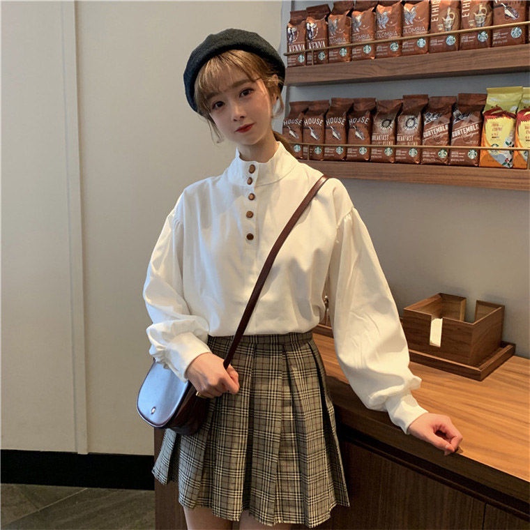 Áo Sơ Mi Tay Dài Dáng Rộng Phong Cách Hàn Quốc Cổ Điển Thời Trang Mới 2022 Dành Cho Bạn Nữ