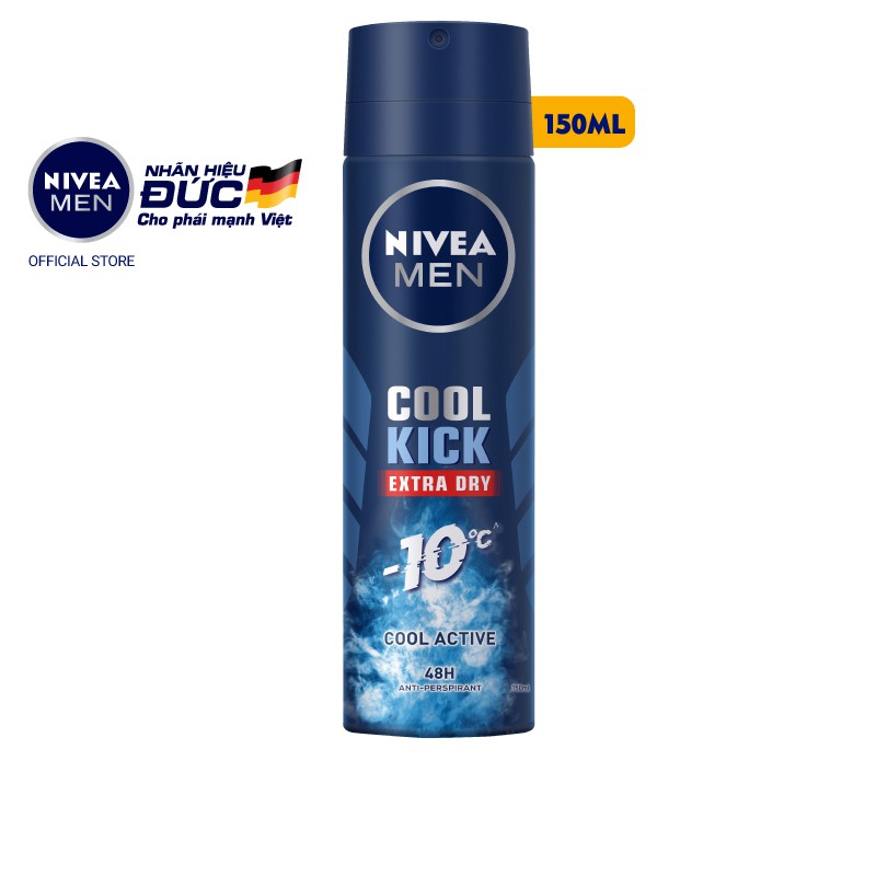 Combo 2 xịt ngăn mùi NIVEA MEN Cool Kick Mát Lạnh Thơm năng động (150 ml) - 82883