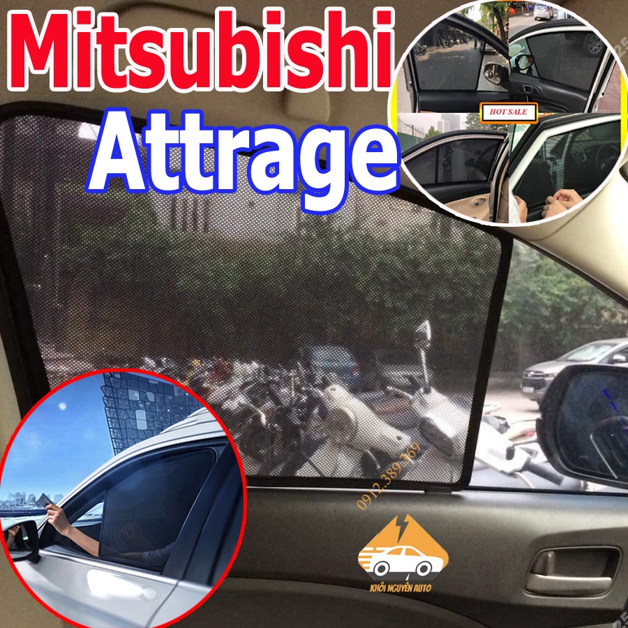 Rèm Che Nắng Attrage 2015-2022 2016 2017 2018 2019 2020 2021 2022 - Bô 4 Tấm Dính Nam Châm Hàng Loại 1