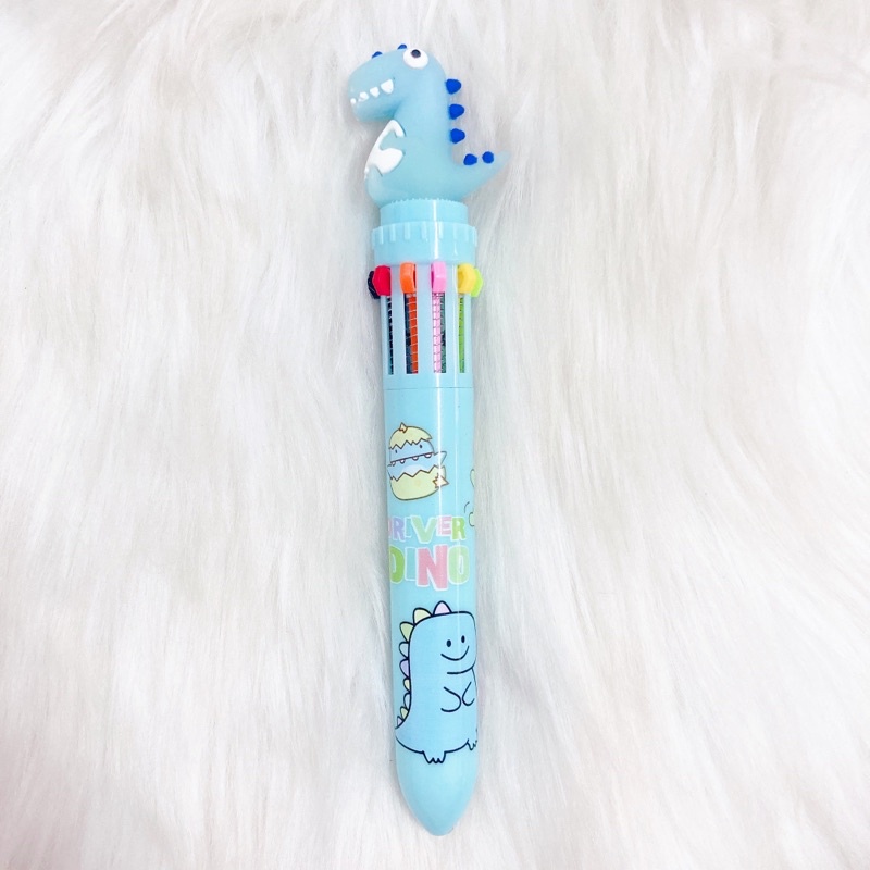 Bút bi 10 ngòi hình thú khủng long nhiều màu dễ thương