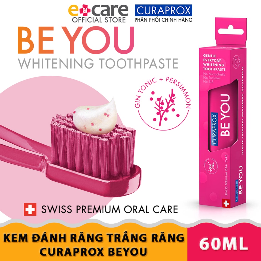 Kem đánh răng Curaprox BE YOU trắng răng tự nhiên 60ml [Quả hồng + Gin Tonic]