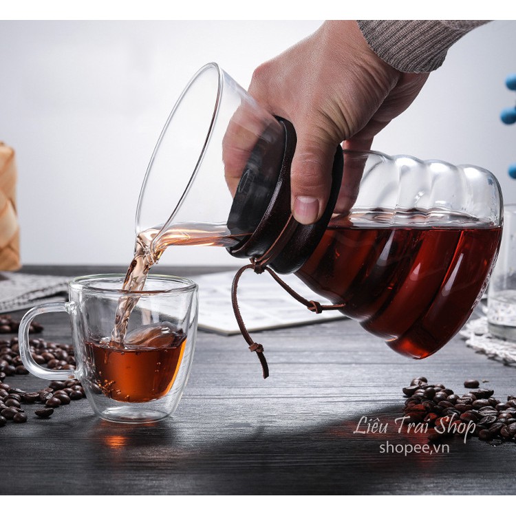 Bình chemex pha cà phê pour over drip brew v60 thủy tinh 500ml