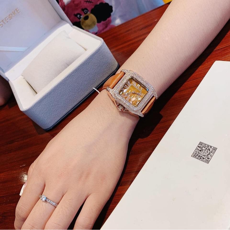 Đồng Hồ Davena Nữ Dây Da Nâu Rose Gold D31269 34mm Authentic