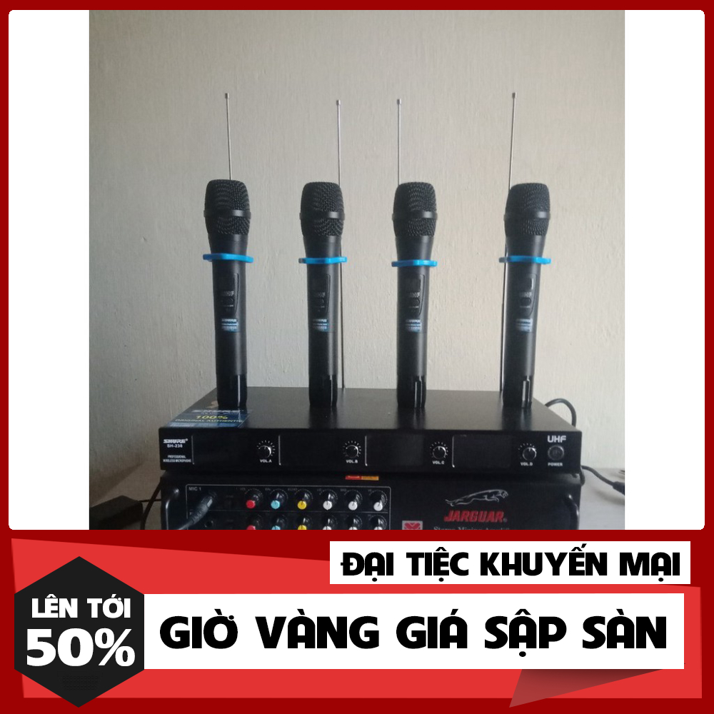 Micro không dây shure 238 đa năng - 4 tay mic karaoke bluetooth Cao Cấp _ Nhật Việt oficial ugx