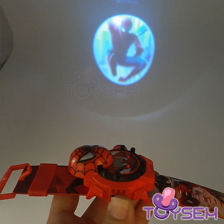 Đồng hồ chiếu lên tường Toysem 24 hình cho trẻ em với nhân vật người nhện, người sắt - Quà tặng sinh nhật cho bé