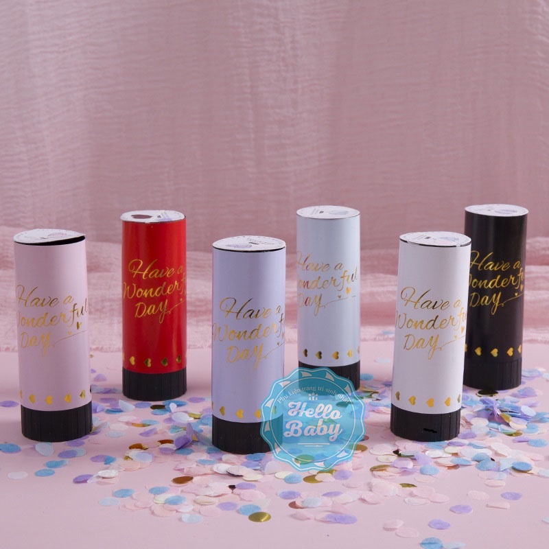 Phụt giấy mini trang trí party, tiệc sinh nhật, đầy tháng, đám cưới, khai trương