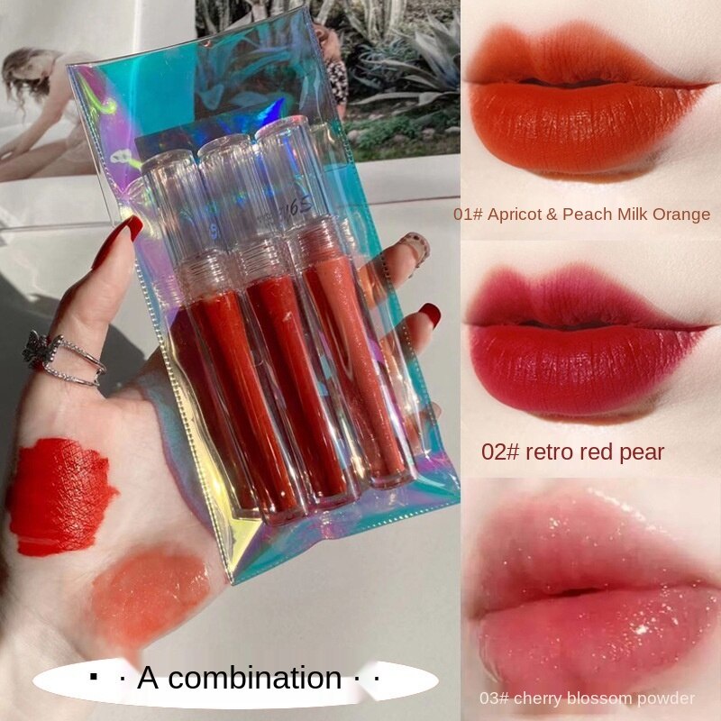 [Hàng mới về] Bộ 3 son môi 5y6s thiết kế hai đầu dưỡng ẩm lâu trôi chất lượng cao