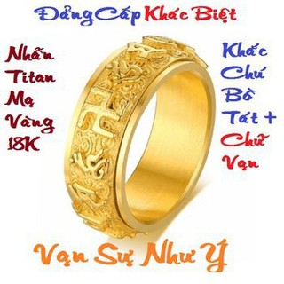 Nhẫn xoay 360 úm ma ni bát minh hồng mang lại may mắn tài lộc