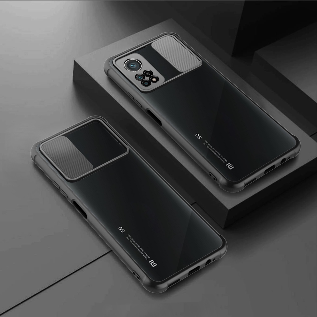 Ốp Điện Thoại Trong Suốt Có Thanh Trượt Bảo Vệ Ống Kính Máy Ảnh Cho Xiaomi 10T Lite 11T Pro Mi Note 10 Lite Redmi Note 11 10 Pro Max 10S 11S