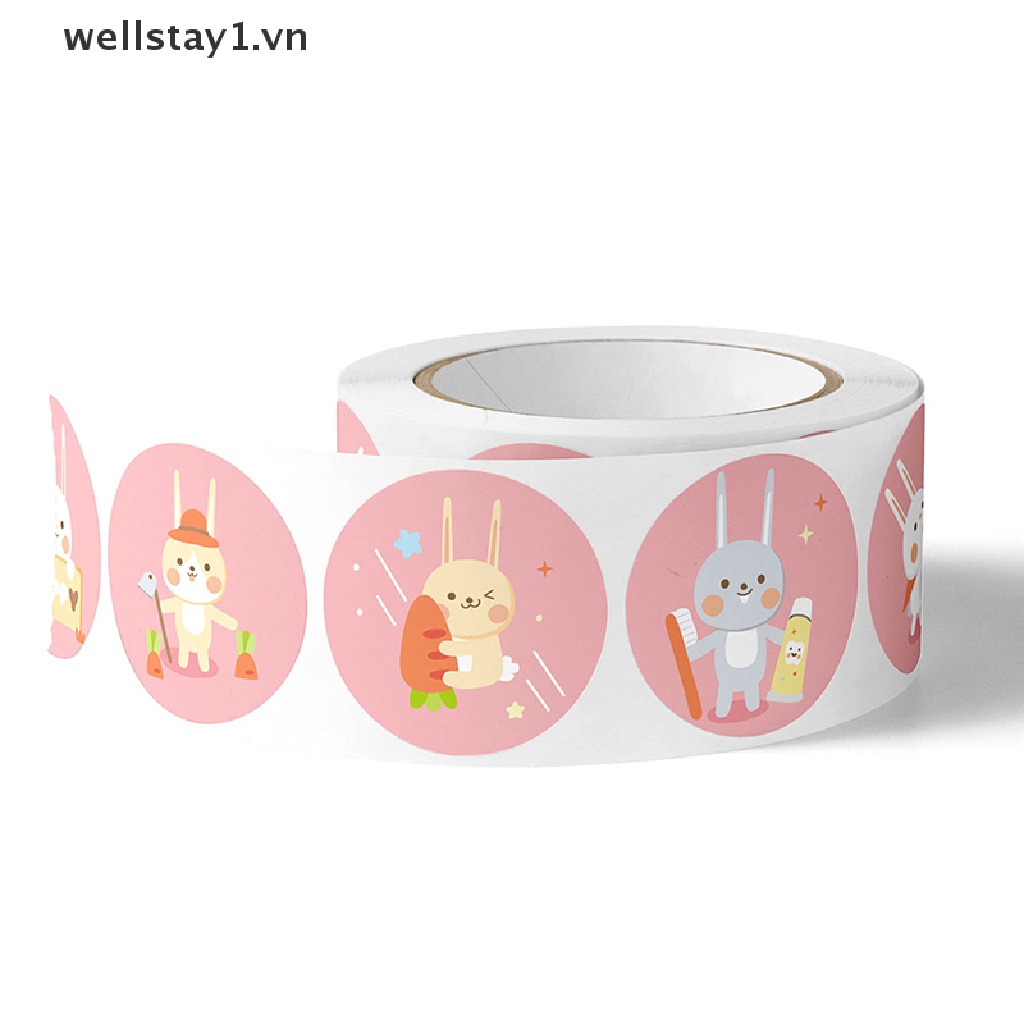 1 Cuộn 500 Nhãn Dán Trang Trí Quà Tặng Hình Thỏ Cảm Ơn Dành Cho Trẻ