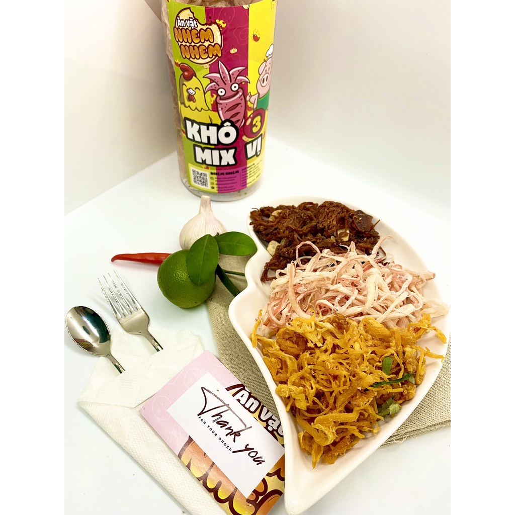 Khô mix 3 vị( Heo-Mực-Gà ) Nhem Nhem 300g Đồ ăn vặt Hà Nội vừa rẻ vừa ngon | BigBuy360 - bigbuy360.vn