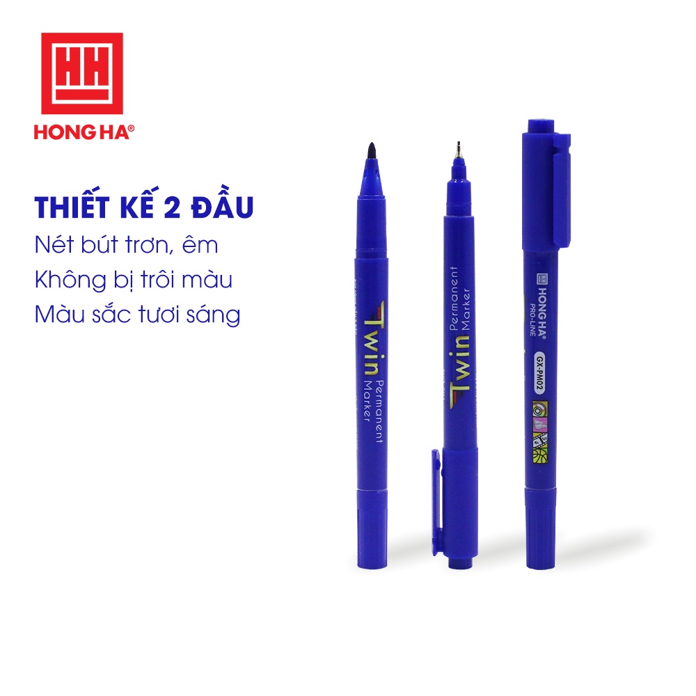 Bút lông dầu không xóa được GX-PM02, 2 đầu bút - Hồng Hà 6669