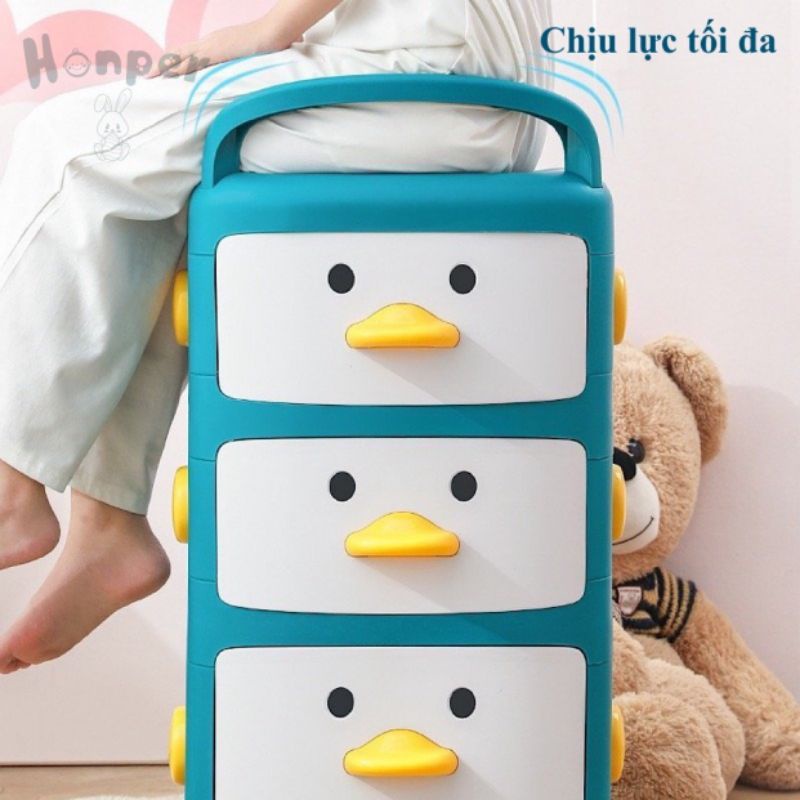 Tủ đựng quần áo , đựng đồ chơi  Honper 3tầng hình vịt cho bé