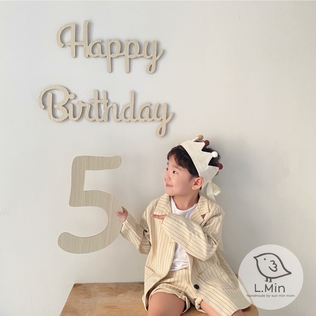 Chữ happy birthday gỗ trắng