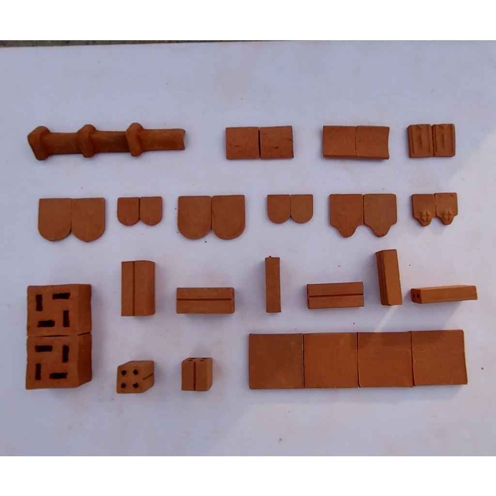 100 Viên - NGÓI Mini tỷ lệ 1/10, 1/20, Ngói Đất Sét Nung Mô Hình, Tiểu Cảnh.