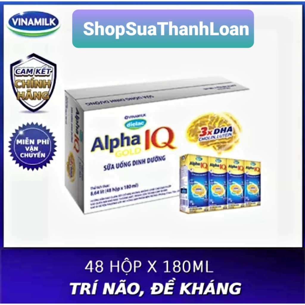 [HSD T10-2022] Thùng 48 Hộp Sữa Bột Pha Sẵn Dielac Alpha Gold IQ 180ml