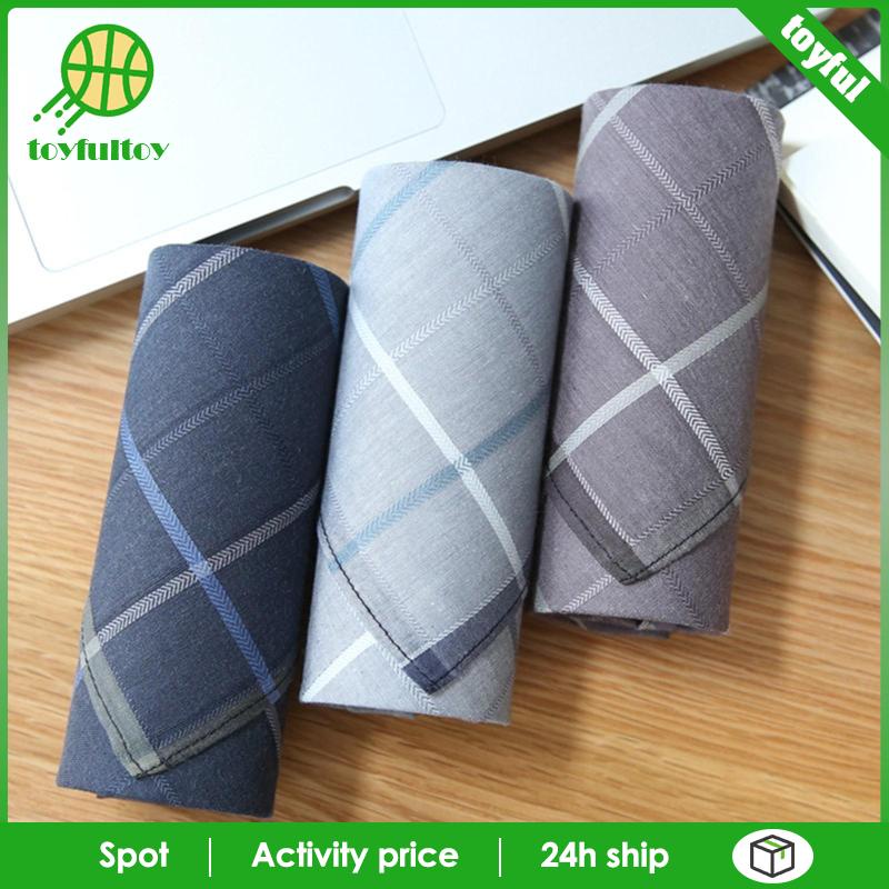 Set 3 Khăn Tay Mềm Mại Sọc Caro Làm Quà Tặng Đám Cưới Cho Cha