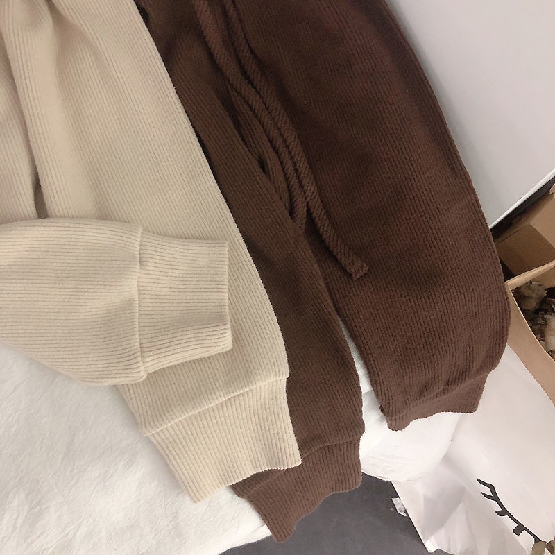 Quần Legging Dệt Kim Vải Nhung Mềm Mại Phối Dây Rút Phong Cách Hàn Quốc Thời Trang Mùa Thu Cho Bé