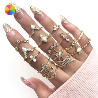 Bộ 17 Nhẫn Đeo Đốt Ngón Tay Phong Cách Bohemian