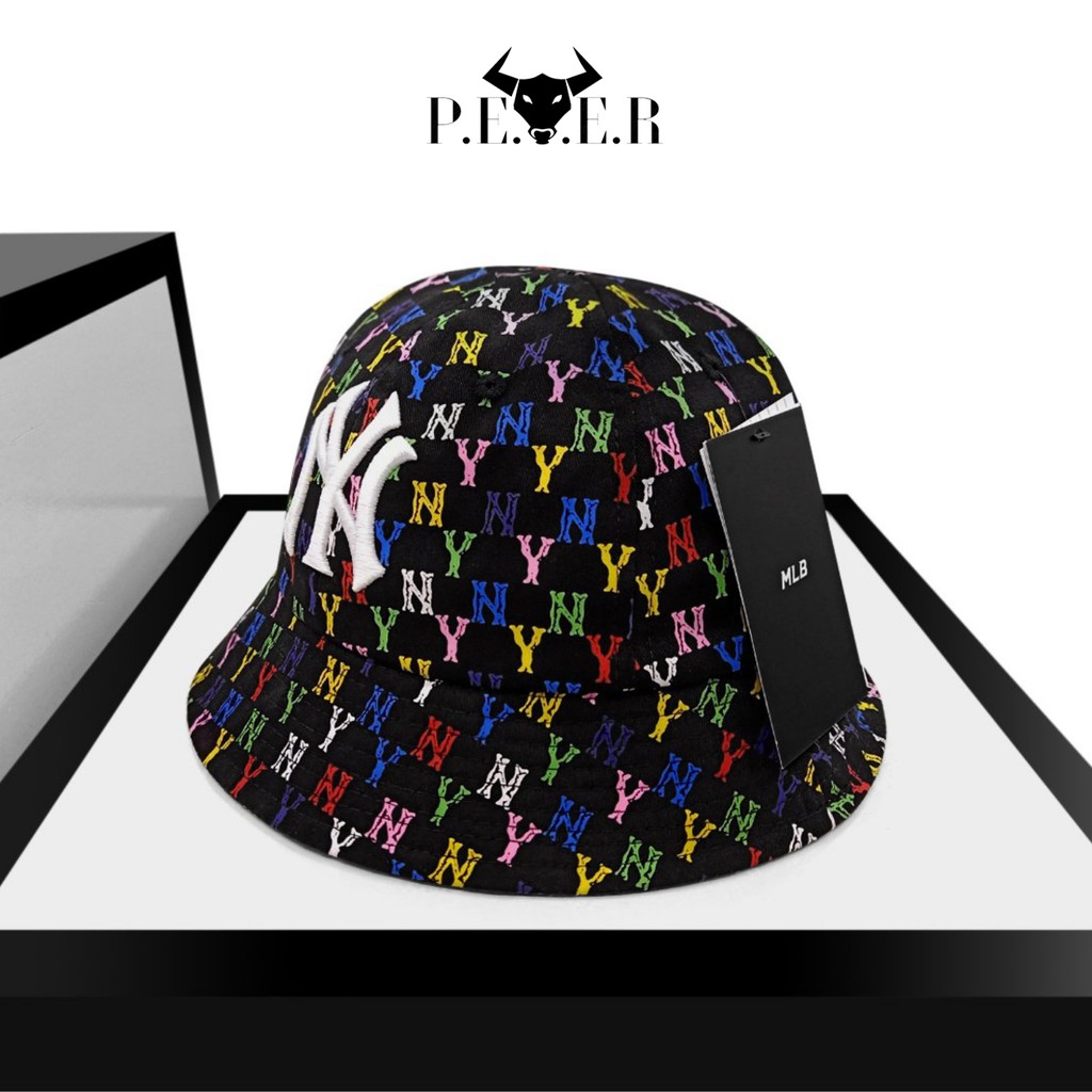 Mũ Bucket NY Monogram họa tiết nhiều màu, Nón tai bèo cao cấp logo thêu 3D tinh tế NBK005