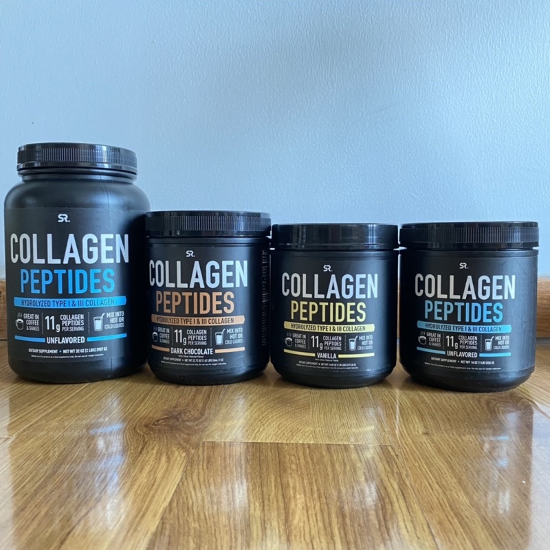 Mẫu mới BỘT COLLAGEN THUỶ PHÂN SR collagen peptides POWDER vị vanilla | dark chocolate | unflavored order US